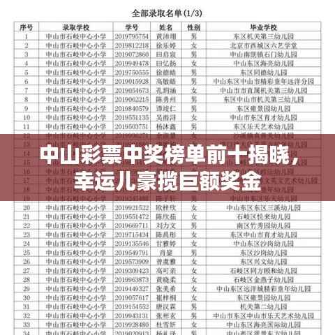 中山彩票中奖榜单前十揭晓,幸运儿豪揽巨额奖金